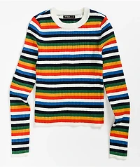 Ethos Skimmer Multi Stripe Crewneck Sweater
