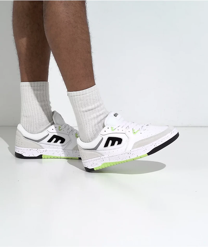 Etnies Loot White, Black & Green Skate Shoes