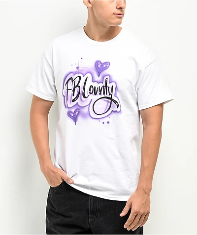 FB County Air Brush Heart White T-Shirt