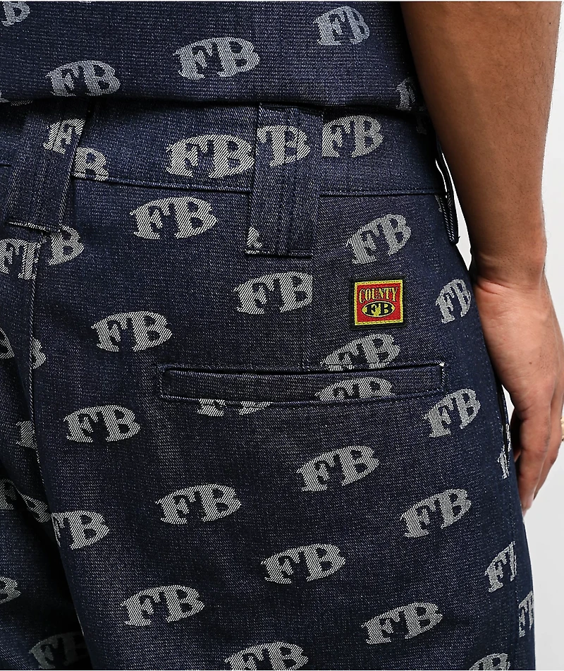 FB County All Over Print Blue Cargo Jeans