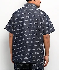 FB County All Over Print Blue Half Zip Short Sleeve Shirt