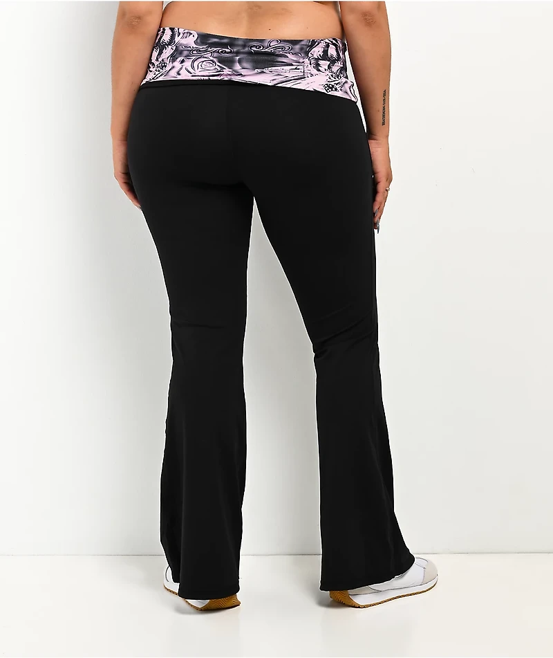FB County Black Fold Over Flare Leggings