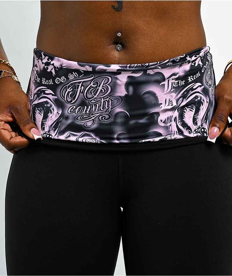 FB County Black Fold Over Flare Leggings