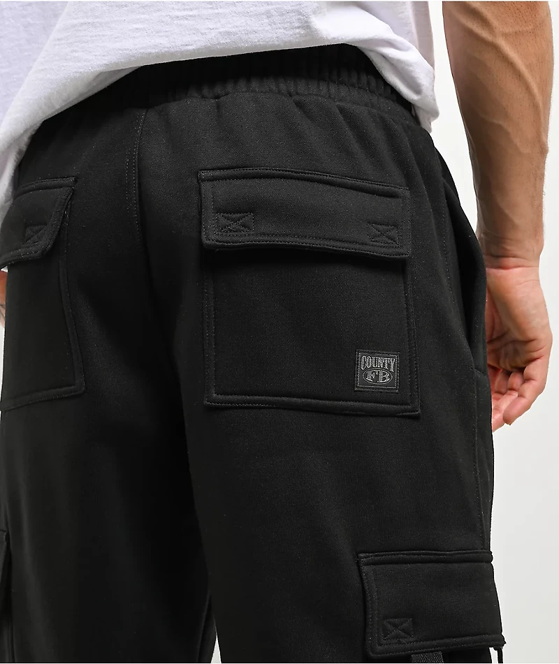FB County Black Heavyweight Baggy Cargo Sweatpants