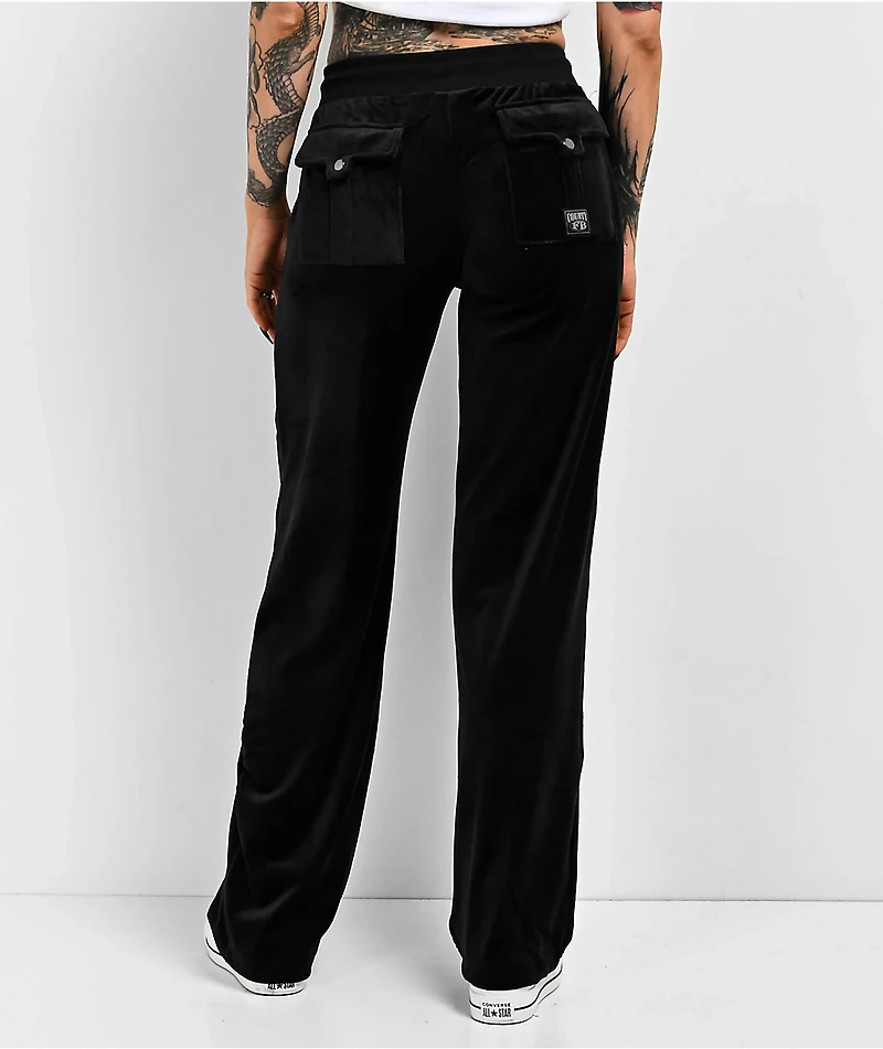 FB County Black Velour Track Pants