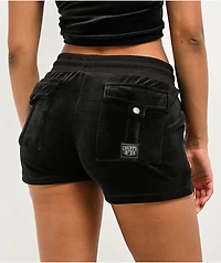 FB County Black Velour Track Shorts