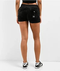 FB County Black Velour Track Shorts