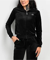 FB County Black Velour Zip Hoodie
