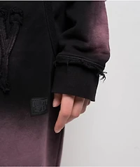 FB County Bleach Dye Black & Pink Crop Zip Hoodie