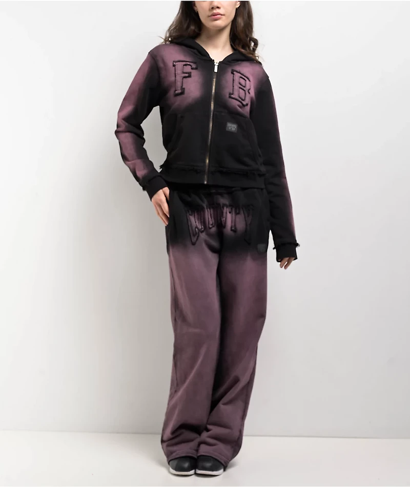 FB County Bleach Dye Black & Pink Sweatpants