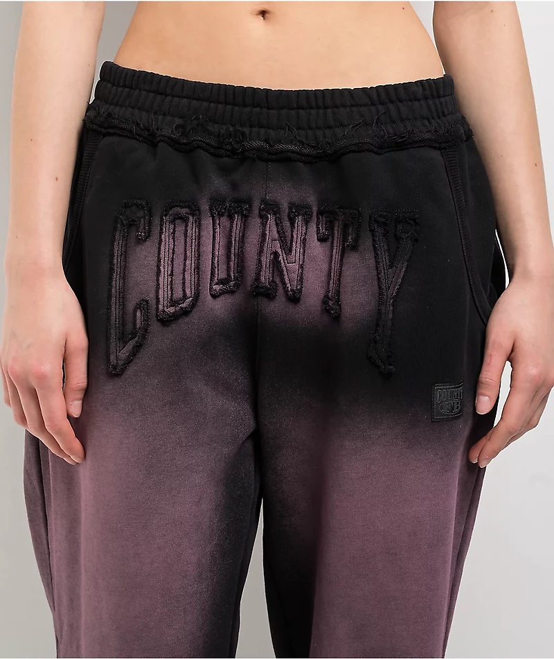 FB County Bleach Dye Black & Pink Sweatpants