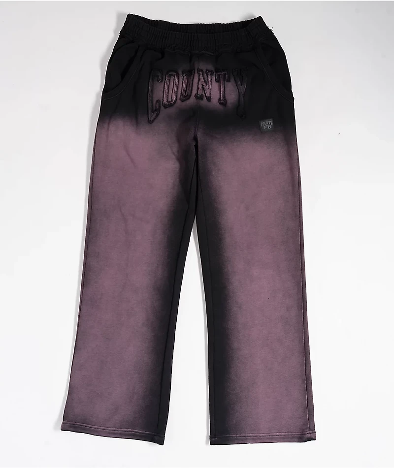 FB County Bleach Dye Black & Pink Sweatpants