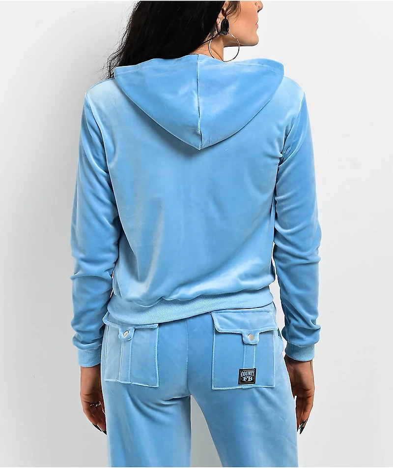 FB County Blue Velour Zip Hoodie