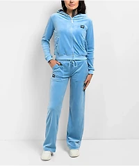 FB County Blue Velour Zip Hoodie