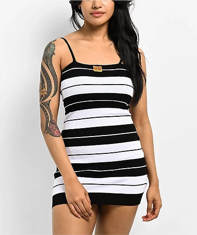 FB County Charlie Brown Black & White Striped Bodycon Dress