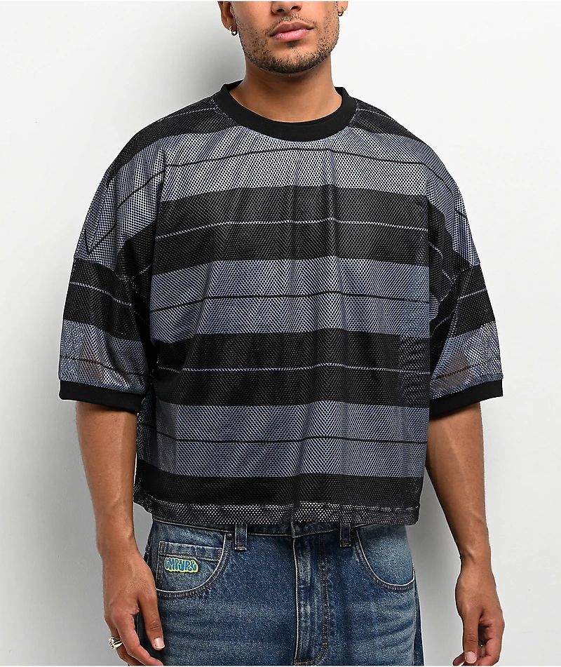 FB County Charlie Brown Black Boxy Crop Football Jersey