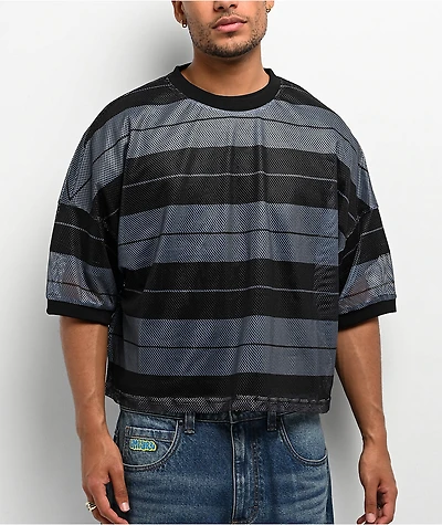 FB County Charlie Brown Black Boxy Crop Football Jersey