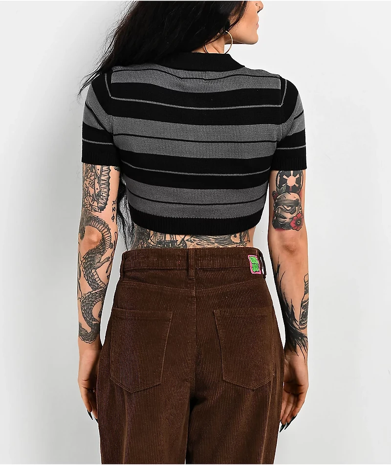 FB County Charlie Brown Grey & Black Crop Polo Shirt