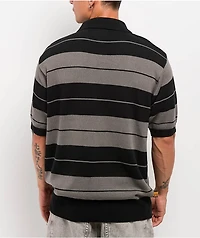 FB County Charlie Browns Black & Grey Stripe Quarter Zip Knit Shirt