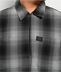 FB County Checker Black & Grey Half Zip Short Sleeve Shirt