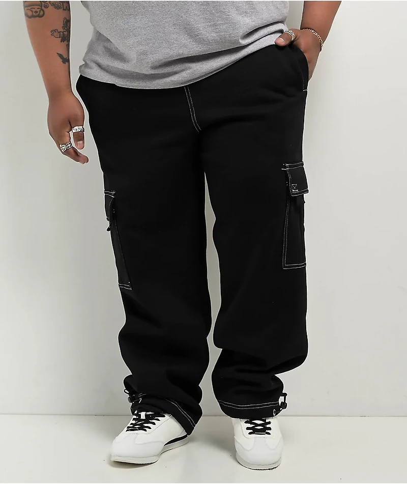 FB County Contrast Black Cargo Sweatpants