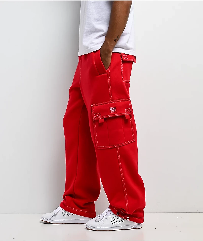 FB County Contrast Red Cargo Sweatpants