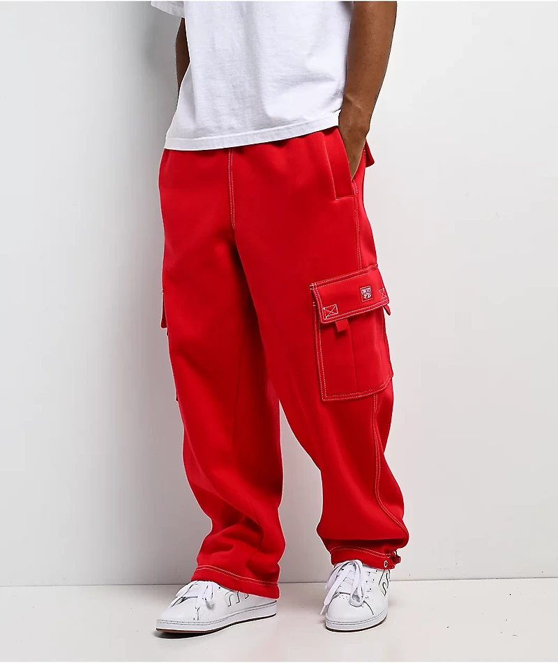 FB County Contrast Red Cargo Sweatpants