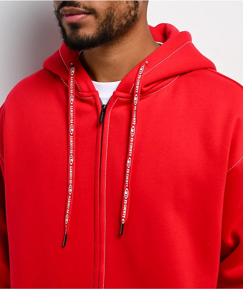 FB County Contrast Red Zip Hoodie