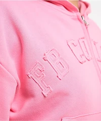 FB County French Terry Pink Crop Zip Hoodie