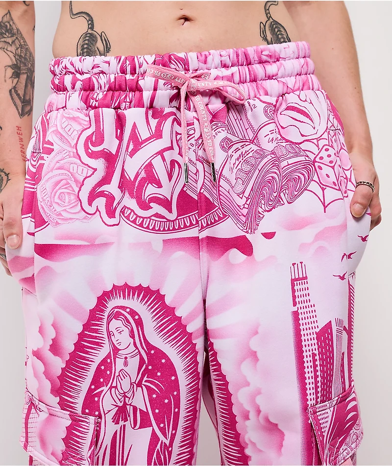 FB County Graffiti Pink Cargo Sweatpants