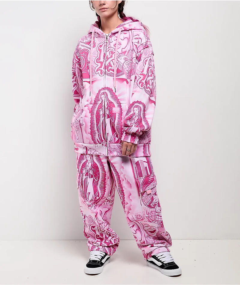 FB County Graffiti Pink Cargo Sweatpants