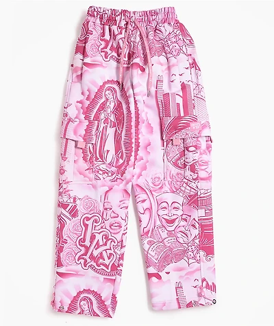 FB County Graffiti Pink Cargo Sweatpants