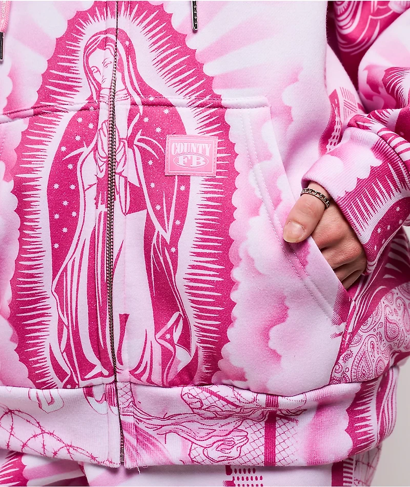 FB County Graffiti Pink Zip Hoodie