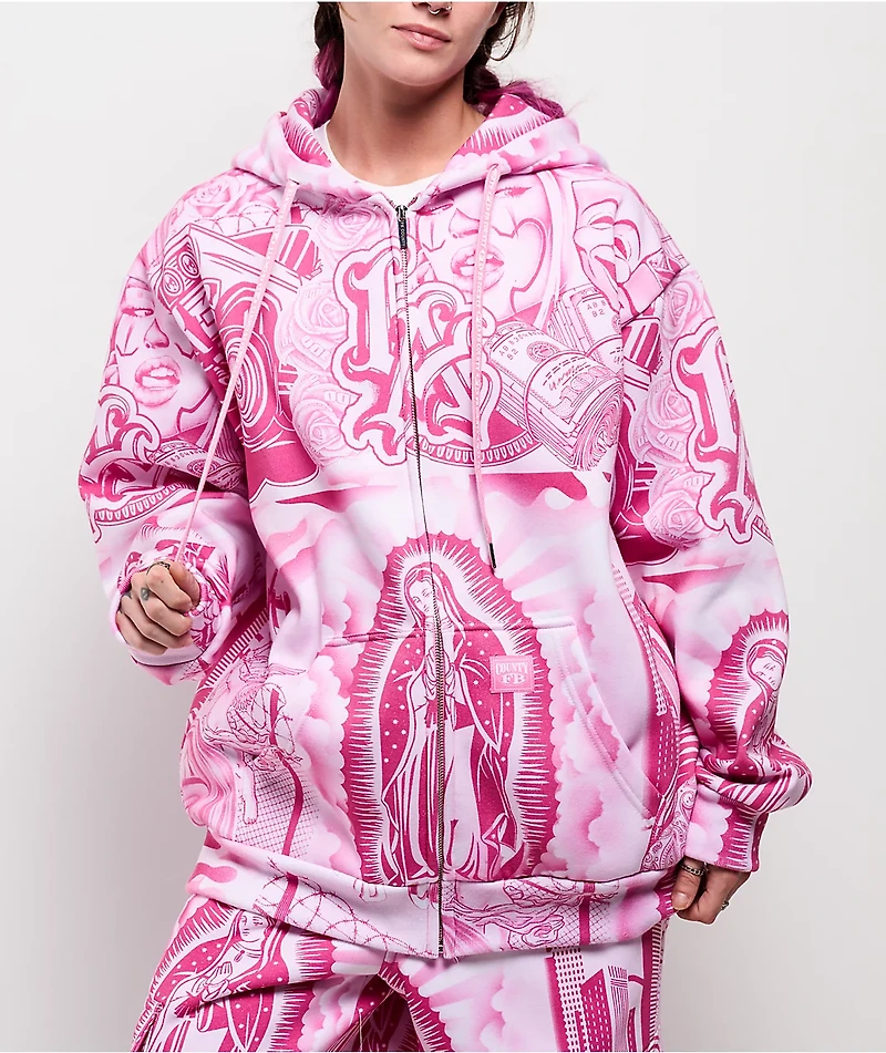 FB County Graffiti Pink Zip Hoodie