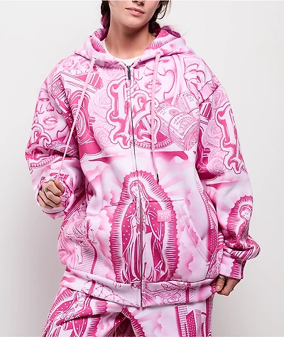 FB County Graffiti Pink Zip Hoodie