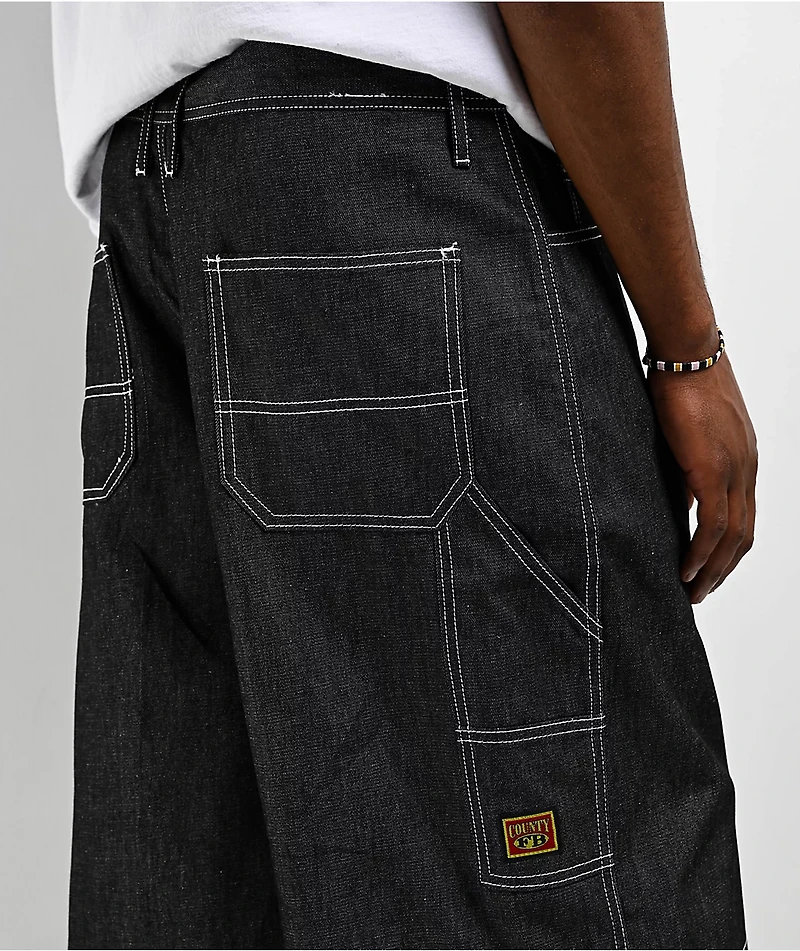FB County Hard Denim Black Utility Shorts