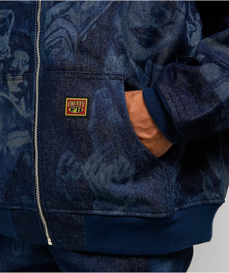 FB County Hard Denim Navy Zip Jacket