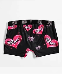 FB County Heart Print Black & Pink Boyshort Underwear