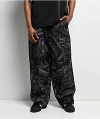 FB County Inked Up Black Baggy Denim Jeans