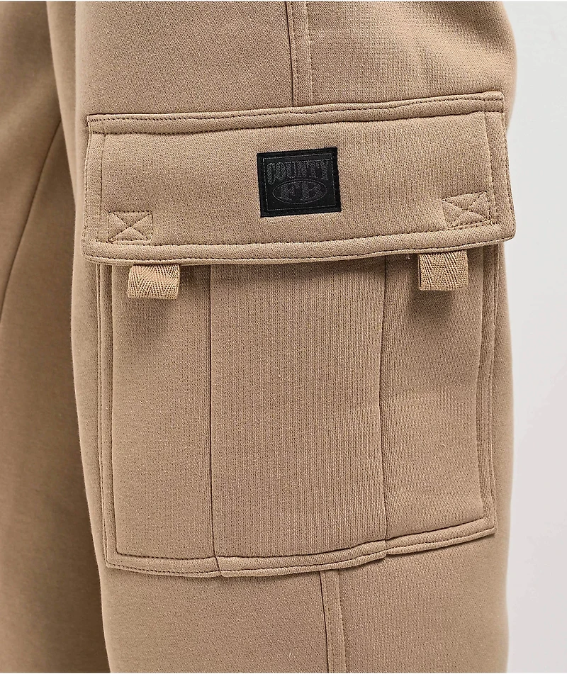 FB County Khaki Heavyweight Baggy Cargo Sweatpants
