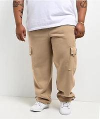 FB County Khaki Heavyweight Baggy Cargo Sweatpants