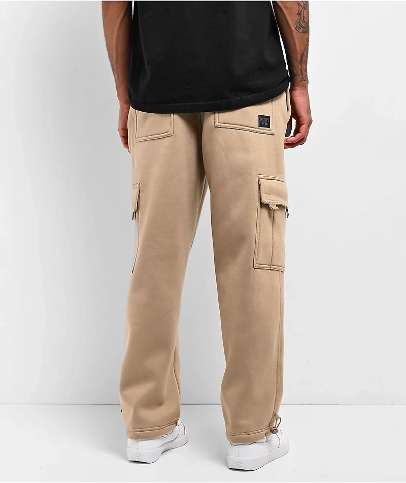 FB County Khaki Heavyweight Baggy Cargo Sweatpants