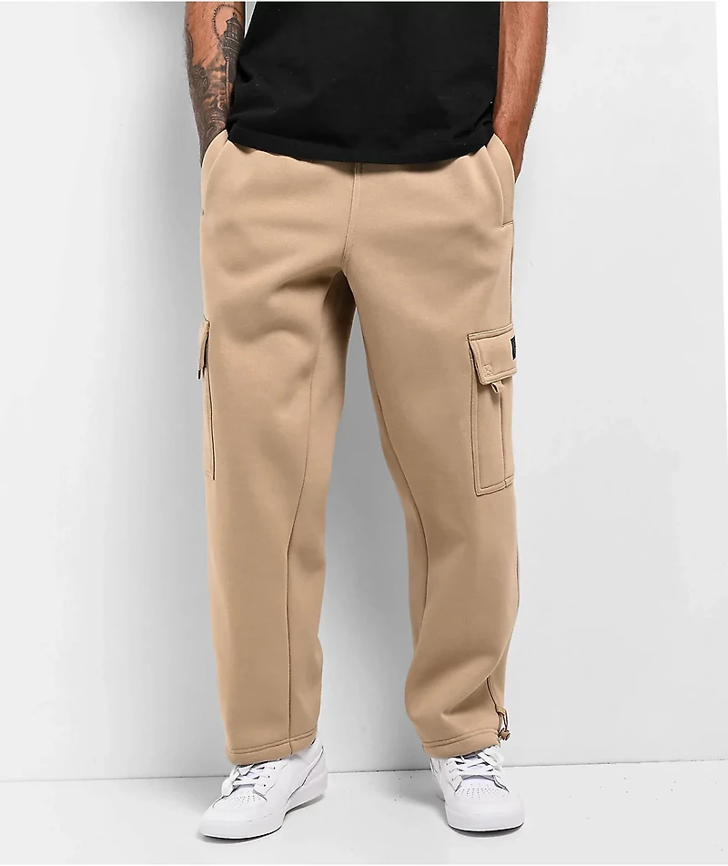 FB County Khaki Heavyweight Baggy Cargo Sweatpants