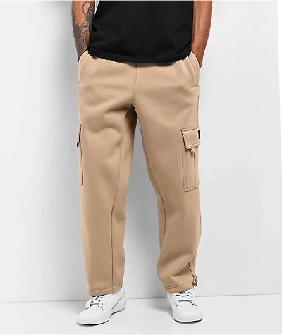 FB County Khaki Heavyweight Baggy Cargo Sweatpants