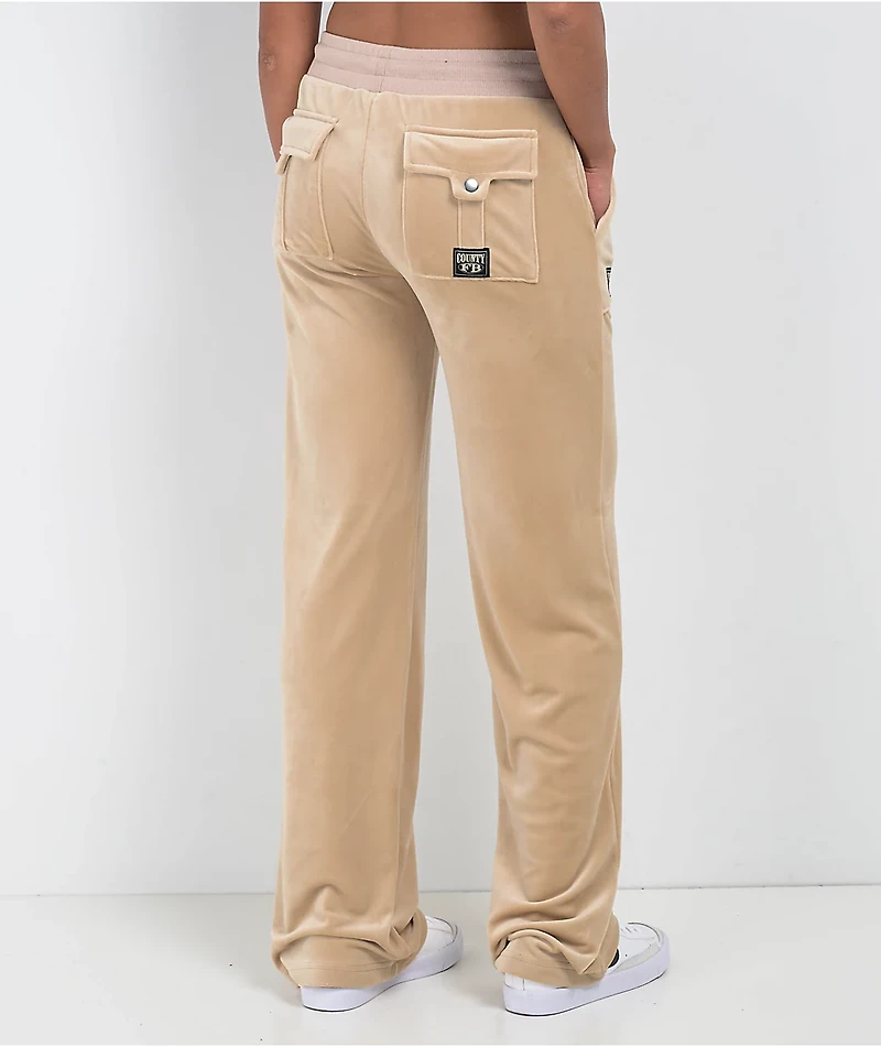 FB County Khaki Velour Track Pants