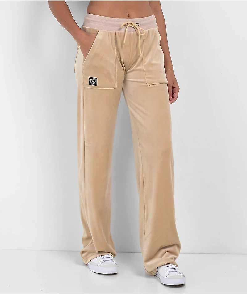 FB County Khaki Velour Track Pants