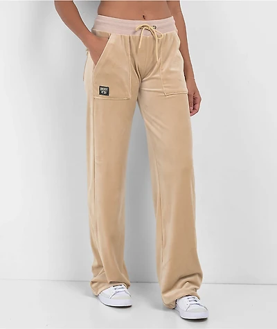 FB County Khaki Velour Track Pants