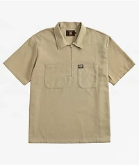 FB County Khaki Zip Short Sleeve Shirt