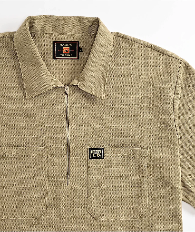 FB County Khaki Zip Short Sleeve Shirt