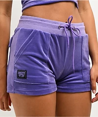 FB County Lavender Velour Track Shorts